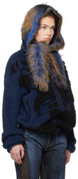 Y/Project Black & Blue Hairy Gradient Hooded Scarf