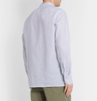 Rubinacci - Guru Grandad-Collar Striped Linen Half-Placket Shirt - Blue