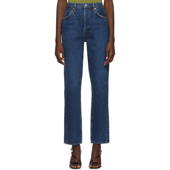 Agolde Indigo Remy Hi Rise Straight Jeans