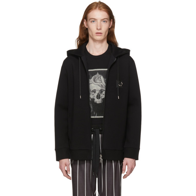 トップス Neil Barrett zip up hoodie Neil Barrett Lightning Bolt Neoprene Zip Up Hoodie