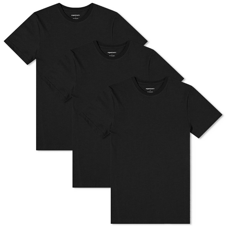 Photo: Organic Basics Men's Organic Cotton T-Shirt - 3 Pack in Black