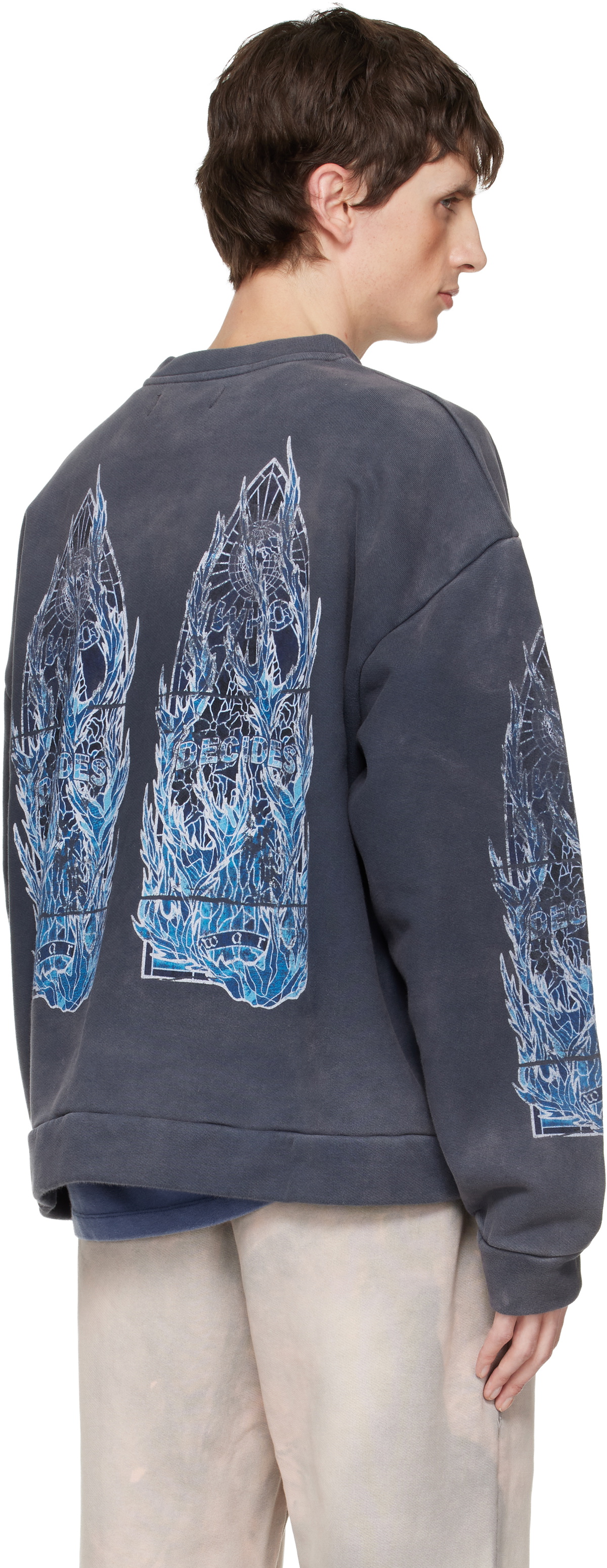 Who Decides War Navy Flame Glass Sweatshirt