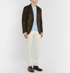 Berluti - Leather-Trimmed Cashmere Sweater - Men - Blue