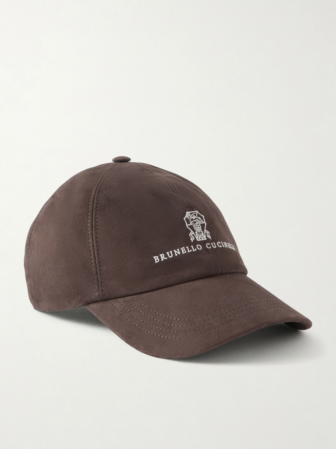 Brunello Cucinelli - Logo-Embroidered Suede Cap - Brown