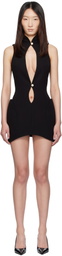 Mugler Black Open Neckline Tailored Minidress