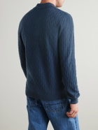 Mr P. - Textured Wool and Camel-Blend Polo Shirt - Blue