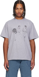 JW Anderson Gray Cafe Scene Printed T-shirt