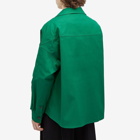Valentino Men's V Detail Long Sleeve Open Collar Shirt in Basil Green
