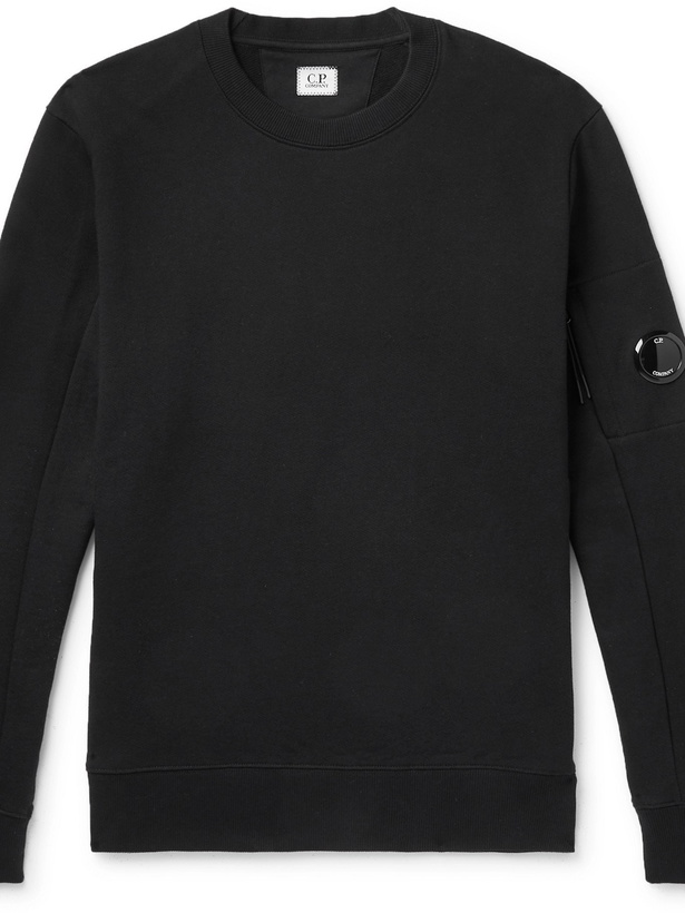 Photo: C.P. COMPANY - Logo-Appliquéd Fleece-Back Cotton-Jersey Sweatshirt - Black - L