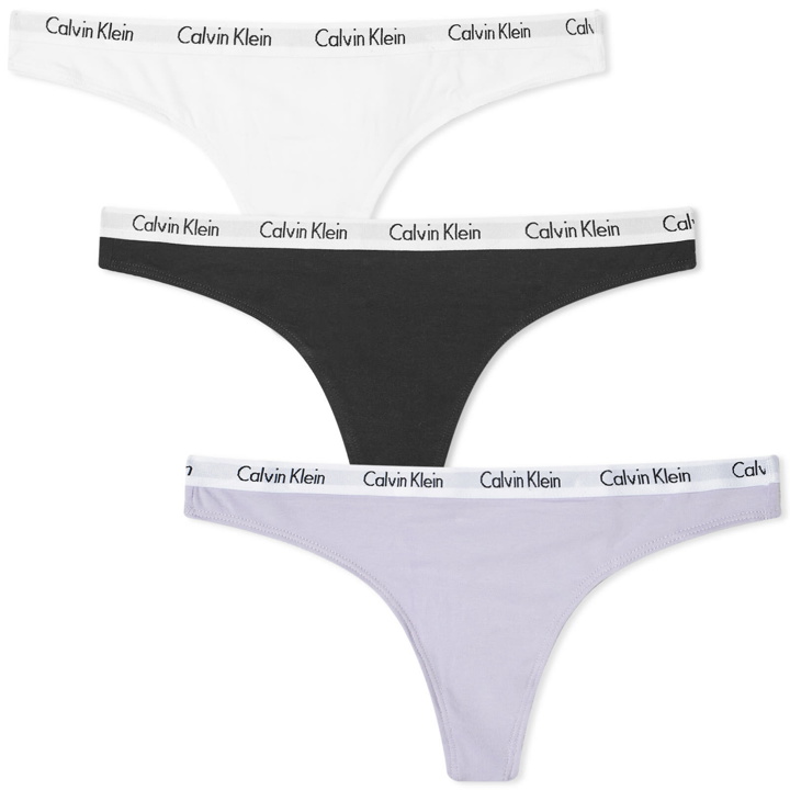 Photo: Calvin Klein Women's CK Thong 3 Pack in Black/White/Pastel Lilac