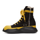 Rick Owens Drkshdw Black and Yellow Abstract High-Top Sneakers