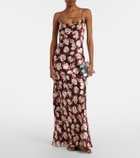 Rabanne Chain-detail floral silk maxi dress