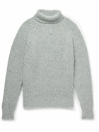 Inis Meáin - Boatbuilder Ribbed Donegal Merino Wool and Cashmere-Blend Rollneck Sweater - Blue