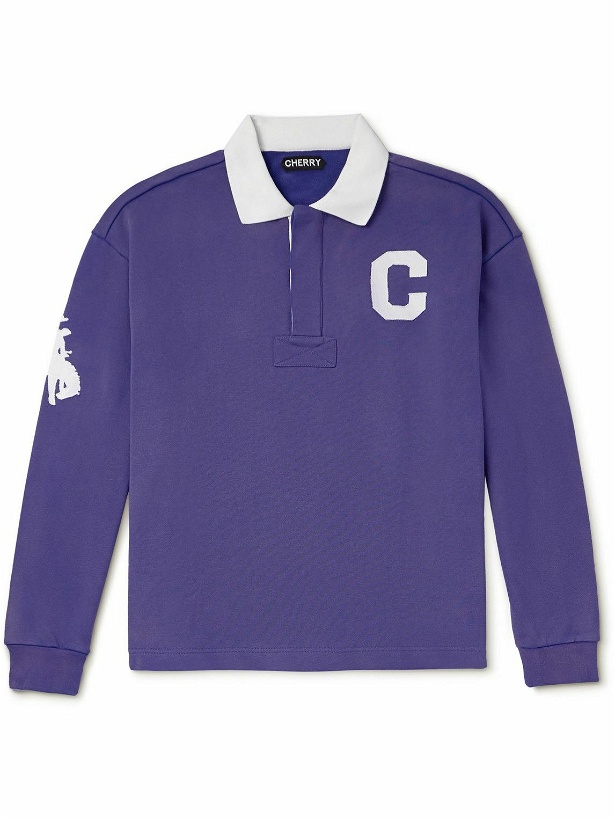 Photo: Cherry Los Angeles - Logo-Appliquéd Cotton-Jersey Polo Shirt - Purple