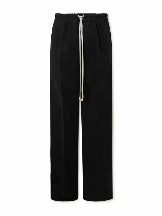 Photo: Rick Owens - Dietrich Wide-Leg Brushed Cotton-Twill Drawstring Trousers - Black
