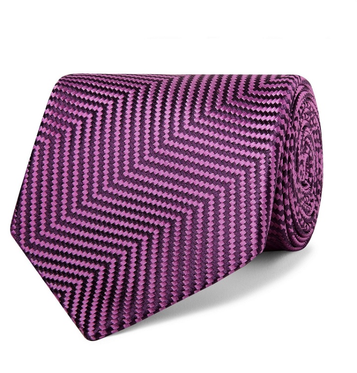 Photo: Charvet - 8.5cm Herringbone Silk-Jacquard Tie - Pink