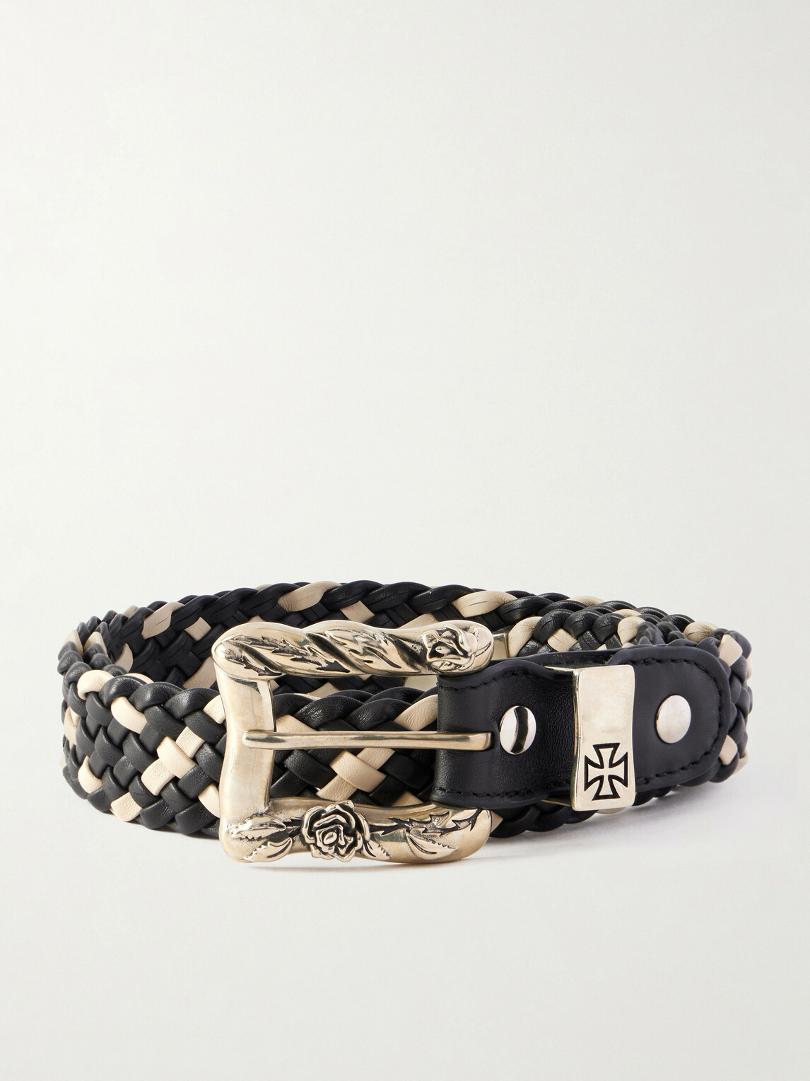 Enfants Riches Déprimés - 3cm Logo-Engraved Braided Leather Belt - Black