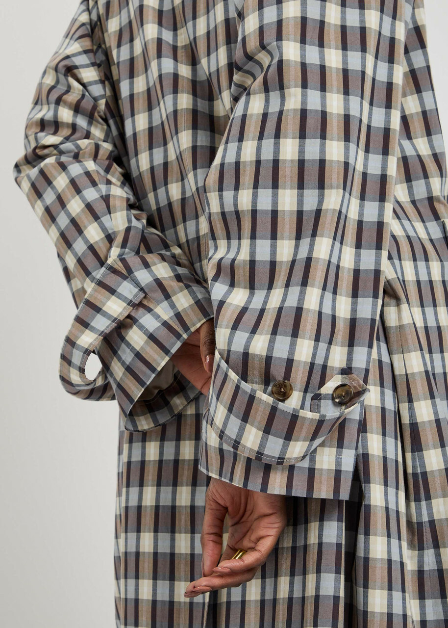 Tavishina Checked Silk And Cotton-Blend Poplin Coat
