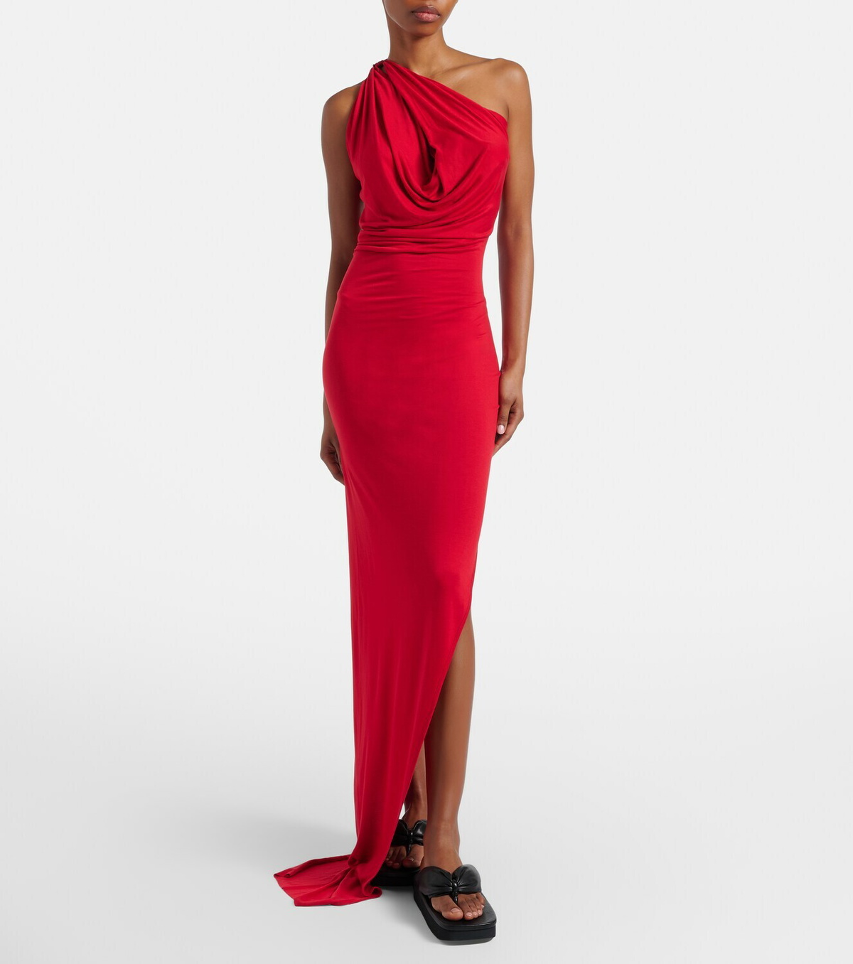 Rick Owens Aaliyah one-shoulder sheer gown