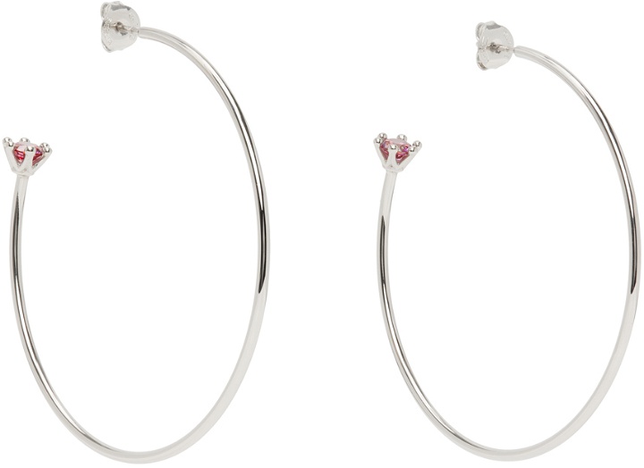 Photo: D'heygere Silver & Pink XL Solitaire Hoops