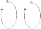 D'heygere Silver & Pink XL Solitaire Hoops