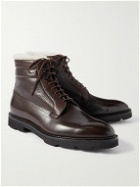 John Lobb - Alder Shearling-Lined Leather Boots - Brown