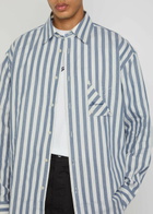 Jacquemus La Chemise Voilier Striped Cotton-blend Shirt White And Blue