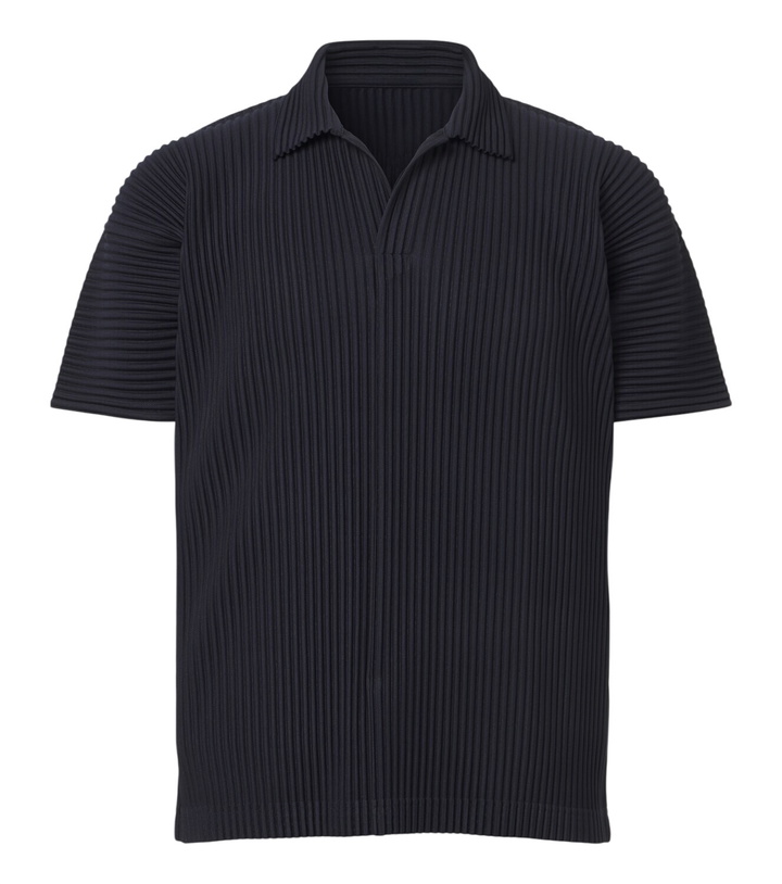 Photo: Homme Plissé Issey Miyake Basics pleated polo shirt