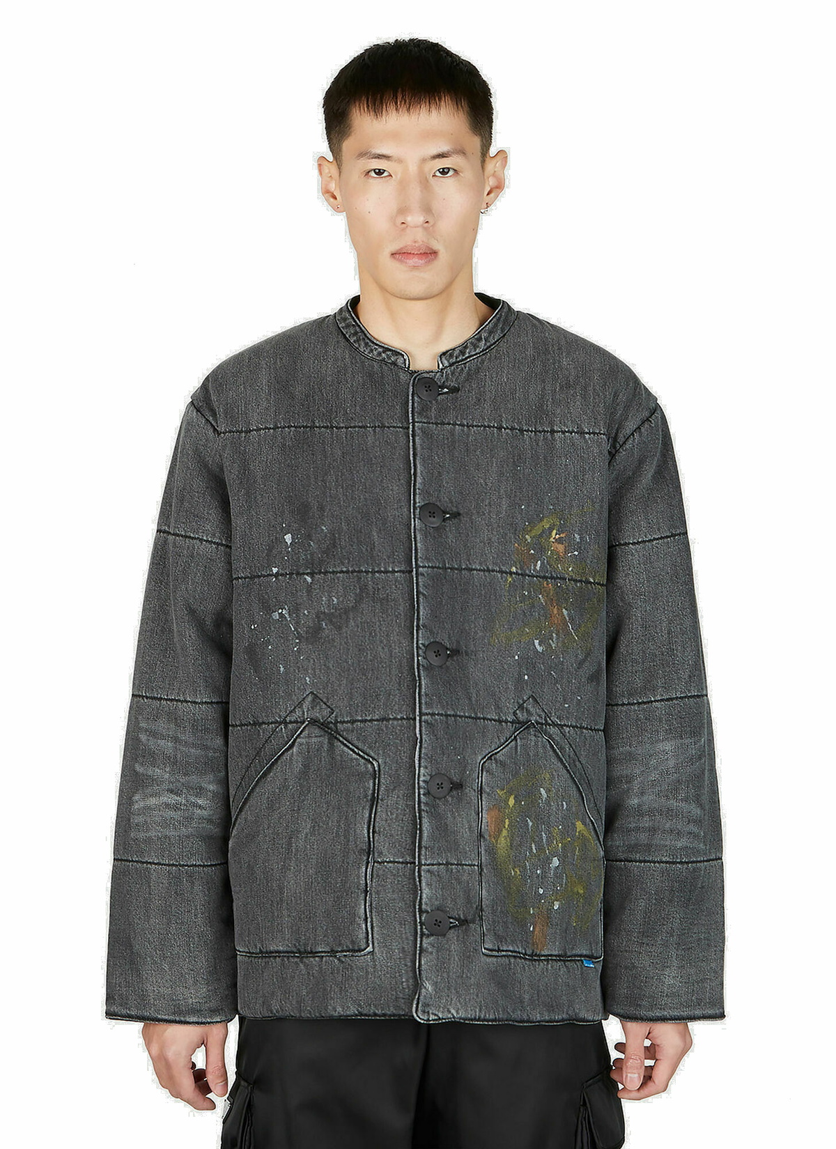 Paint Splatter Denim Jacket in Grey Liberaiders