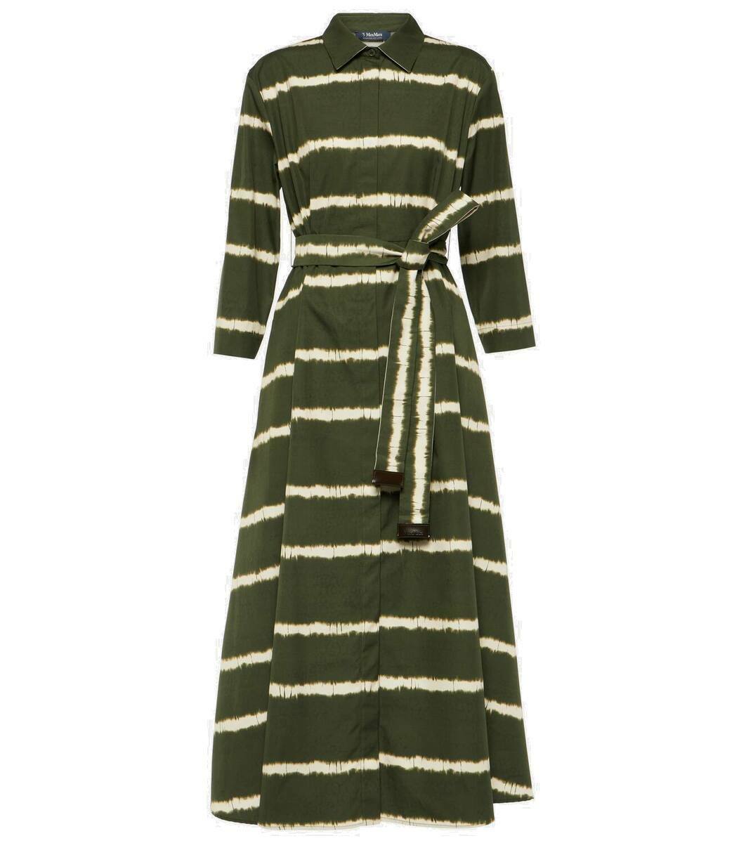 MAX MARA ワンピース Tunica striped cotton-blend midi 899328 Tunica striped cotton-blend midi dress in blue - Max Mara