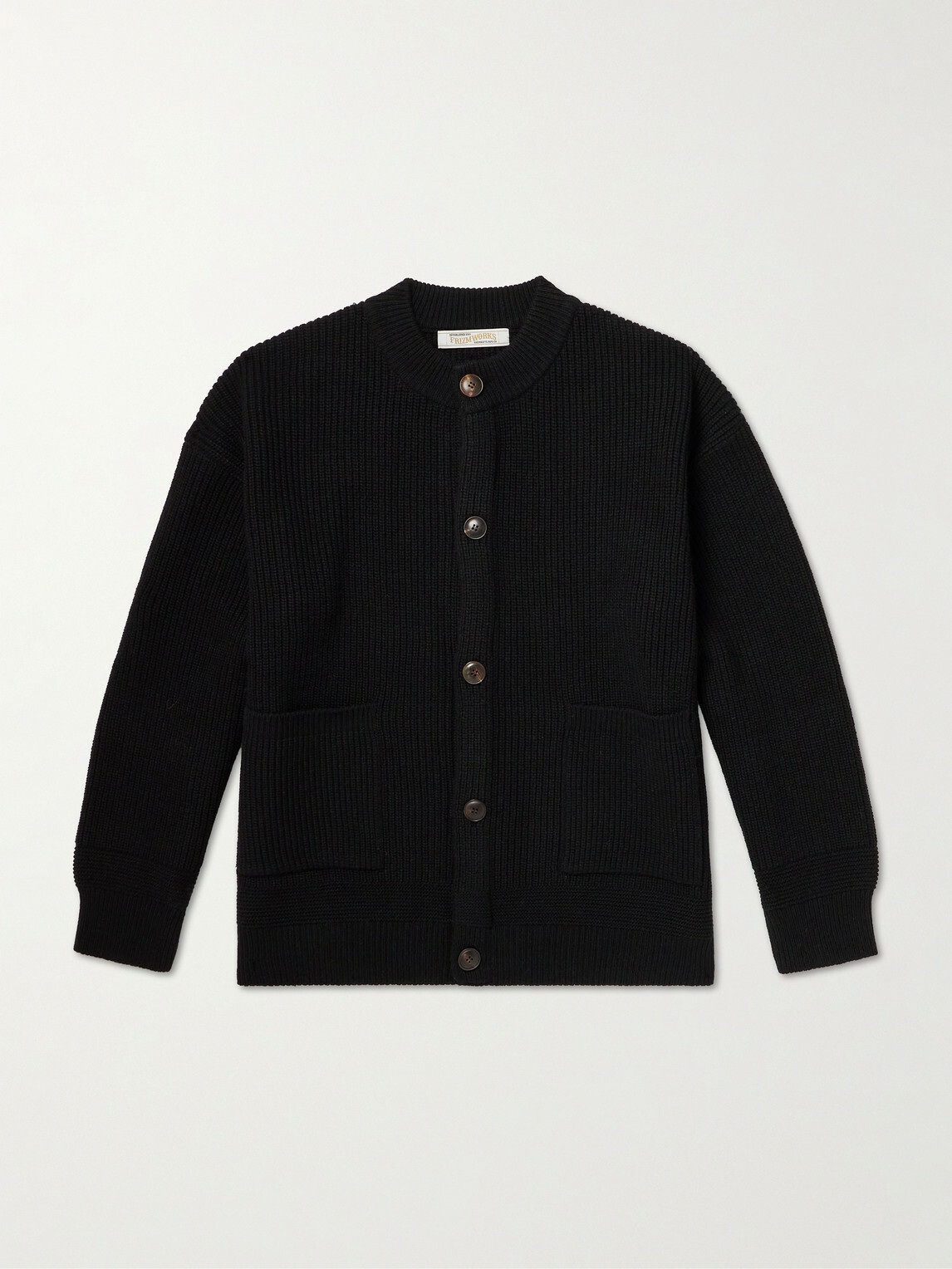 FrizmWORKS - Ribbed Wool-Blend Cardigan - Black