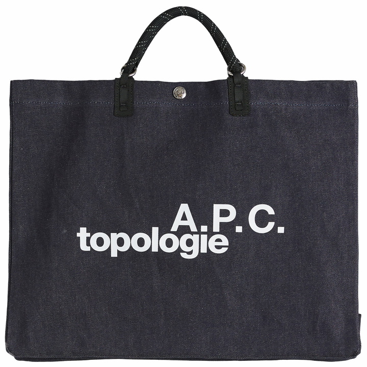 Photo: A.P.C. Men's x Topologie Shopping Tote in Indigo/Black 