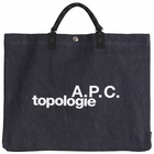 A.P.C. Men's x Topologie Shopping Tote in Indigo/Black 