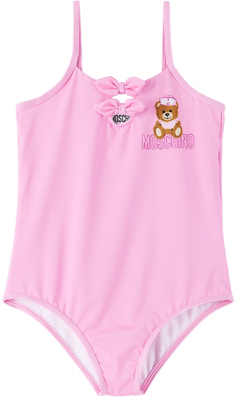 Photo: Moschino Baby Pink Printed One-Piece Swimsuit
