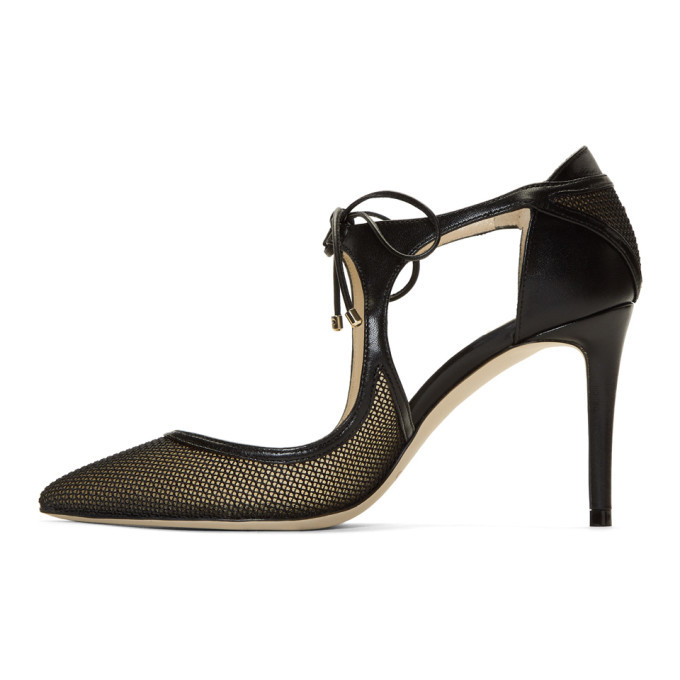 Jimmy Choo Black Mesh and Leather Vanessa 85 Heels Jimmy Choo