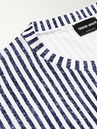 Giorgio Armani - Striped Cotton-Jersey T-Shirt - Blue