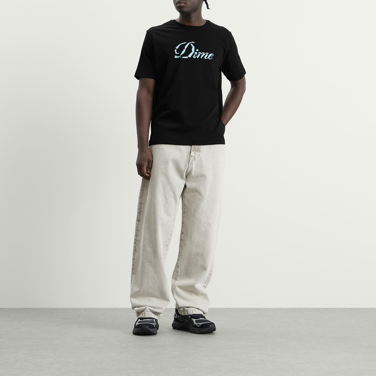 Dime Men's Cursive Paper Cut T-Shirt in Black