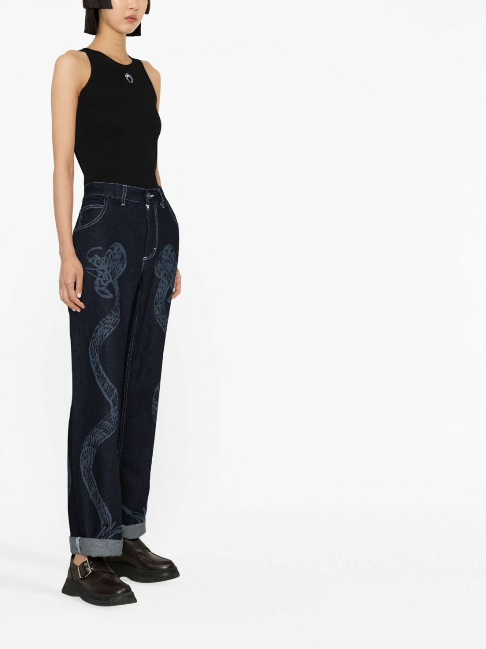 Charles Jeffrey Loverboy Etched Denim Wide-Leg Jeans