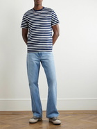 A.P.C. - Emilien Logo-Embroidered Striped Cotton-Jersey T-Shirt - Blue