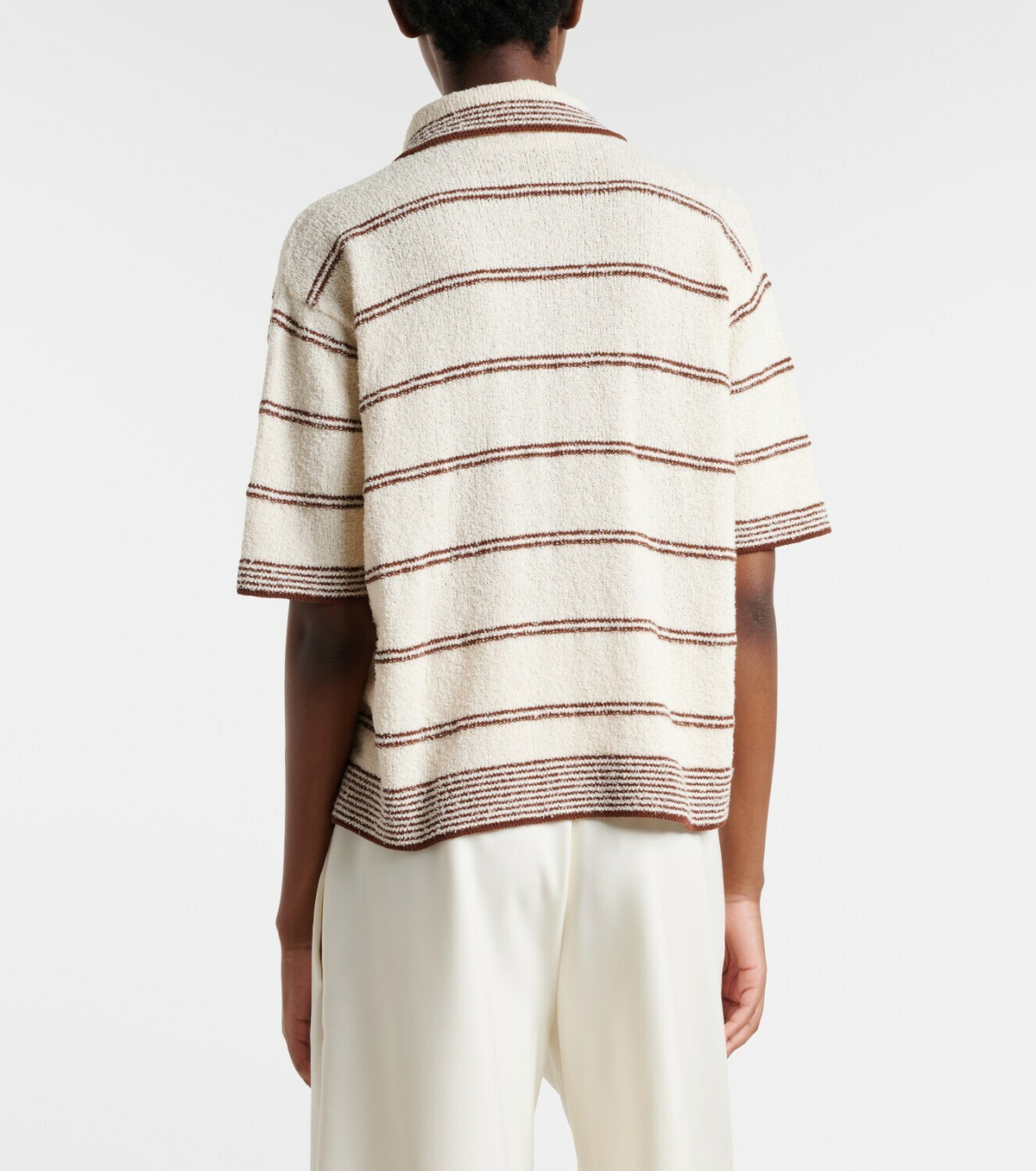 Róhe Striped cotton-blend polo shirt