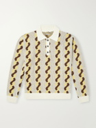 BODE - Lasso Jacquard-Knit Cotton, Alpaca and Merino Wool-Blend Polo Sweater - Neutrals