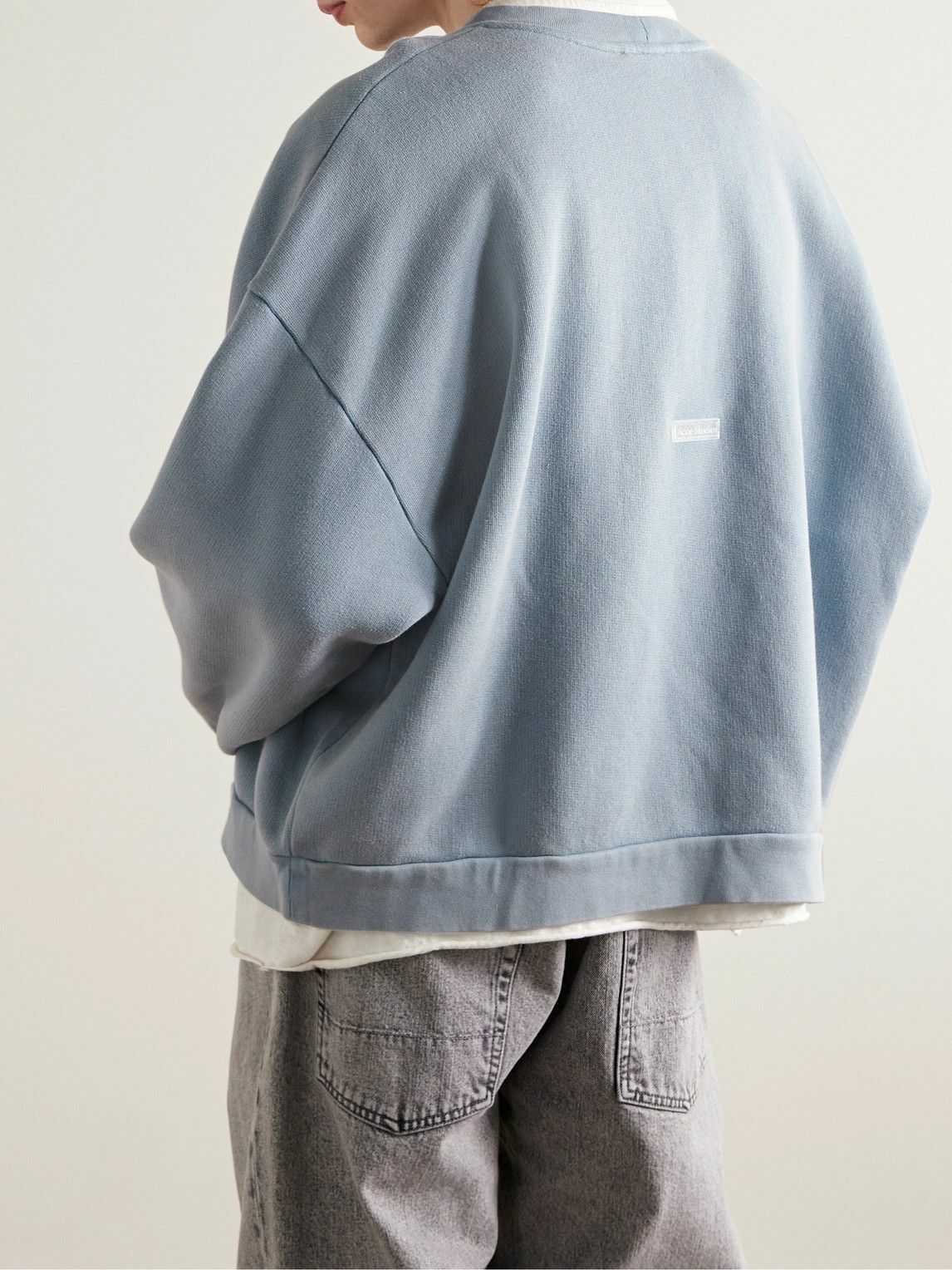 Acne Studios - Fester Garment-Dyed Cotton-Jersey Sweatshirt - Blue