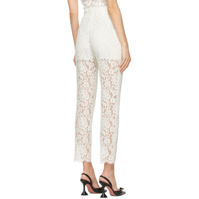 Dolce and Gabbana Off-White Lace Trousers