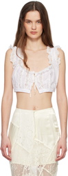 Yuhan Wang White Lace Trimmed Crop Top