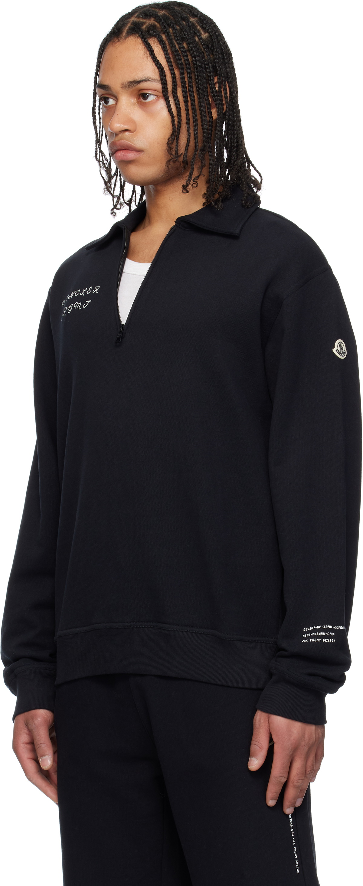 Moncler Genius Moncler x FRGMT Hiroshi Fujiwara Black Cotton Zip-Up Sweatshirt