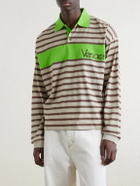 Versace - Polo Striped Cotton Jersey Polo Shirt - Neutrals