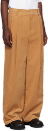 We11done Tan Two Tucks Wide Leg Trousers