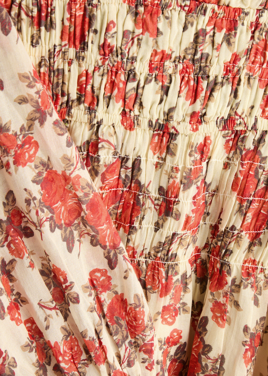 Free People Keep You Floral-print Cotton Mini Dress Red