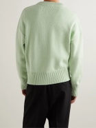 AMI PARIS - Logo-Intarsia Organic Cotton and Wool-Blend Sweater - Green