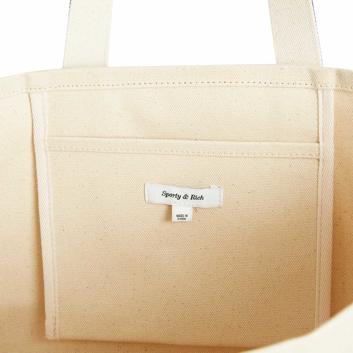 Sporty&Rich｜ (94 Racquet Club Two Tone Tote Bag - Natur Sporty & Rich Men's 94 Racquet Club Two Tone Tote Bag in